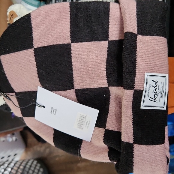 Herschel Elmer Beanie - Black and Ash Rose Check Hat - Picture 2 of 7
